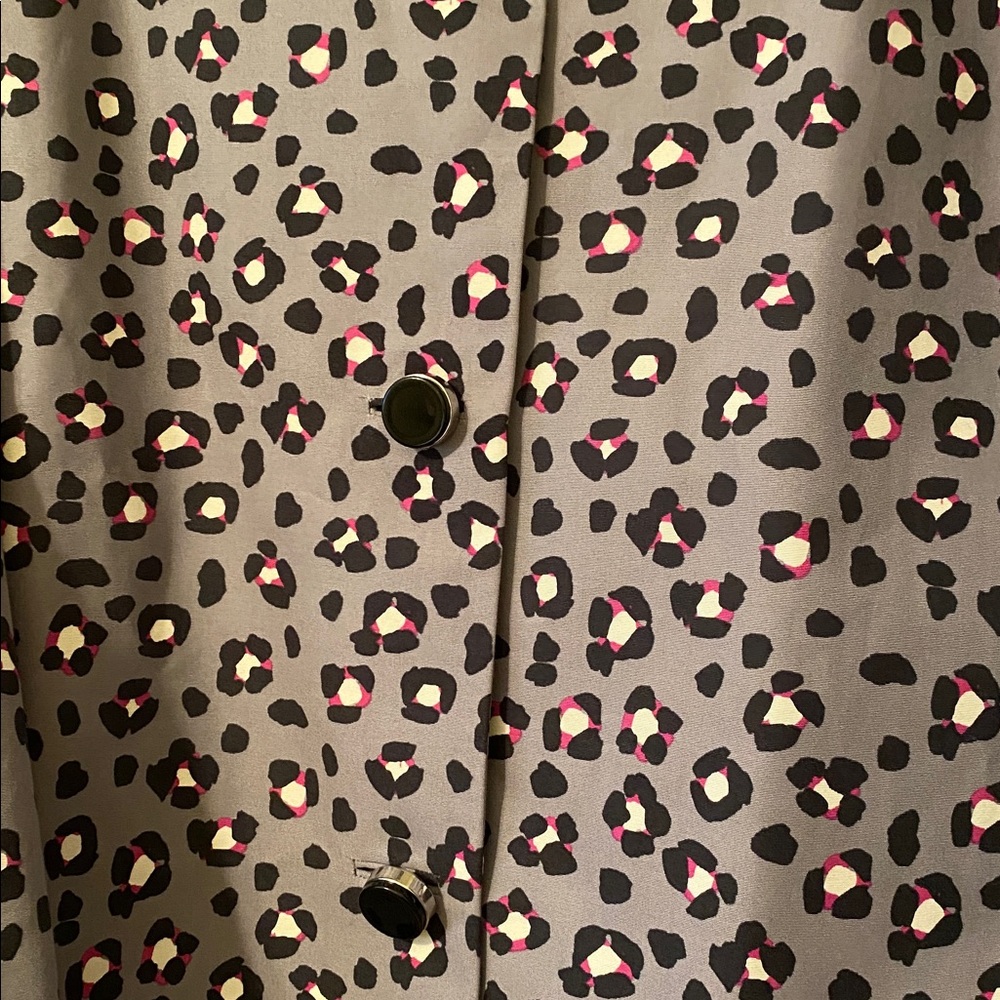 kate spade Leopard Print Single-Breasted with gray background Trench Coat. - Picture 3 of 3